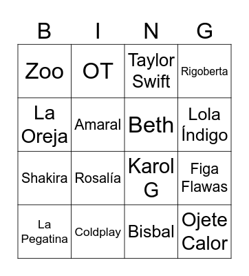Bingo musical nadalenc Bingo Card