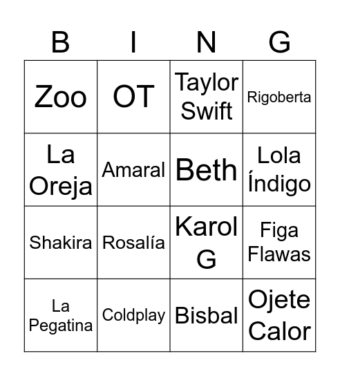 Bingo musical nadalenc Bingo Card