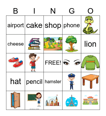 Nouns Bingo Card