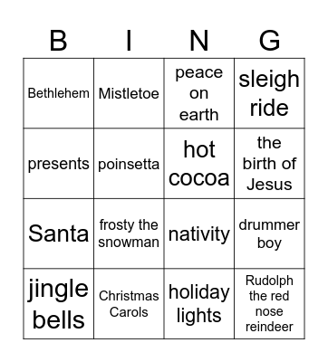 CHRISTMAS Bingo Card