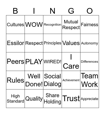 Respect & Trust Bingo Card