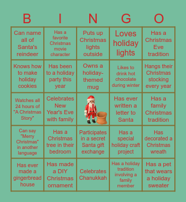 Holiday "who" Bingo Card