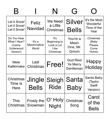 Holiday Bingo #3 Bingo Card
