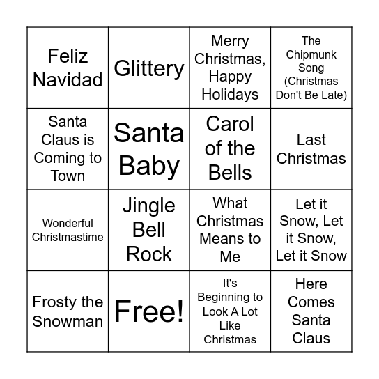 Christmas Bingo Card