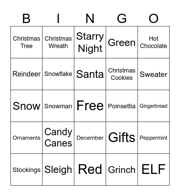 Telegraphis Christmas Bingo Card