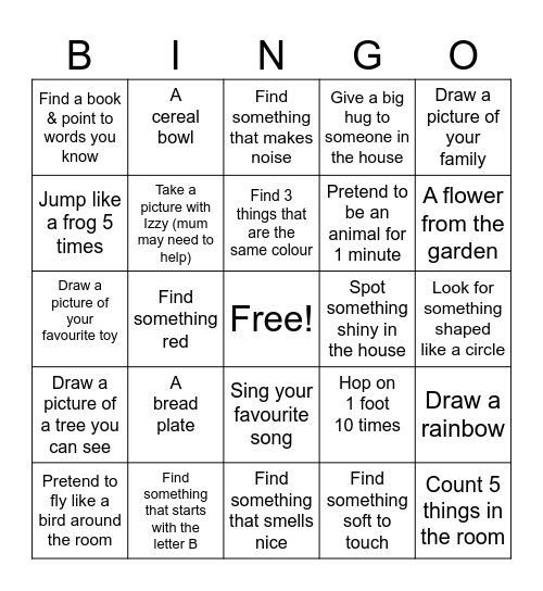 Ava's morning bingo Card