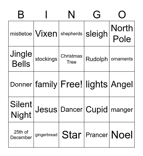 Christmas Bingo Card