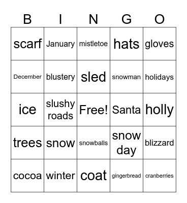 Winter Winter Winter Bingo Card