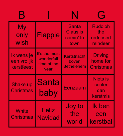 Kerstmuziek MVT 2024 Bingo Card