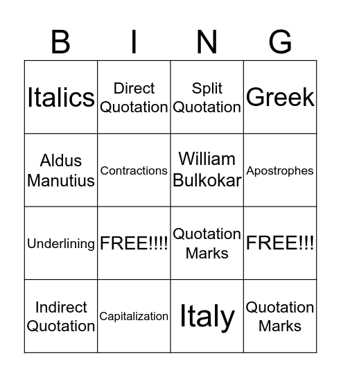 Chapter 27-29 Bingo Card