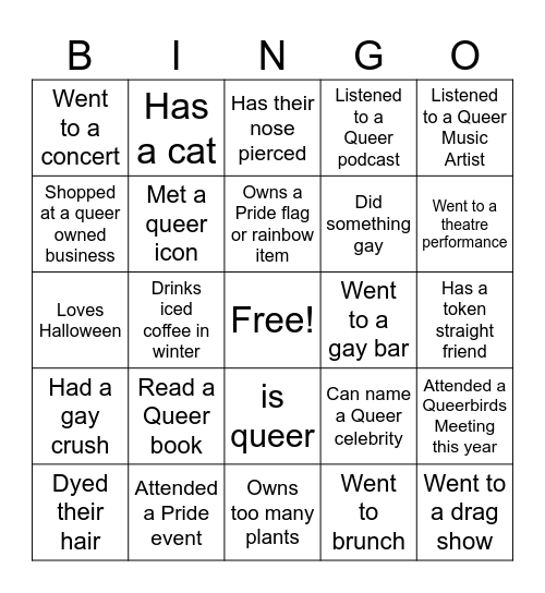 Queerbirds Bingo Card