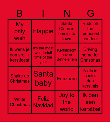 Kerstmuziek MVT 2024 Bingo Card