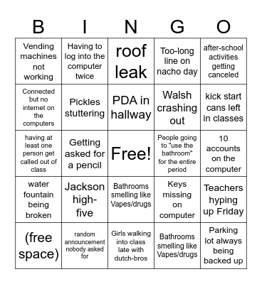 Astoria Assholes Bingo Card