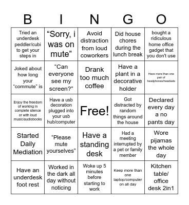 WFH Home Office Bingo Card