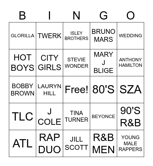 Music Bingo Card