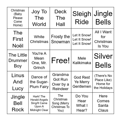 Christmas Music Bingo Card