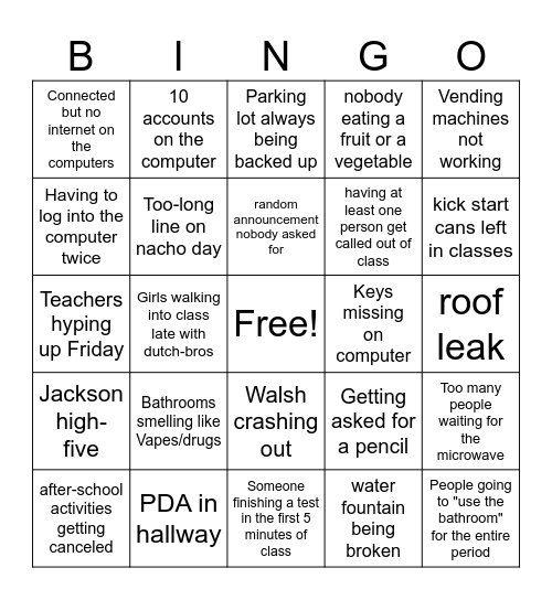 Astoria assholes Bingo Card