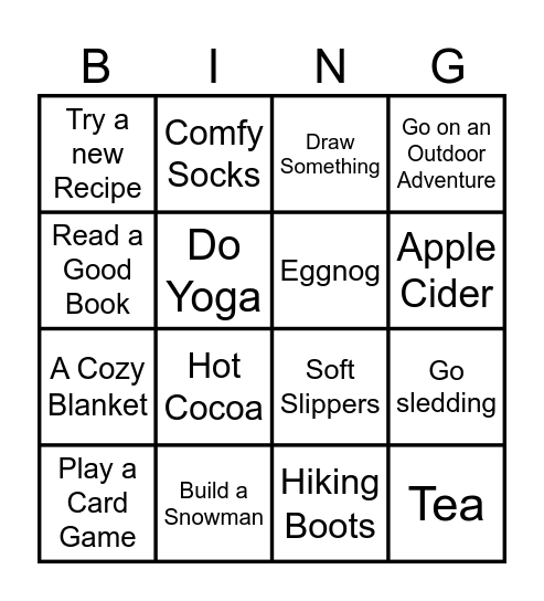 My Winter Day Bingo Card