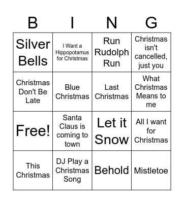 Christmas Jam Bingo Card