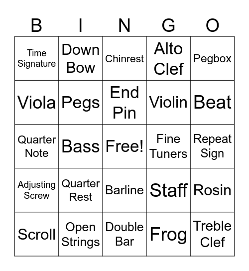 Strings Bingo Card