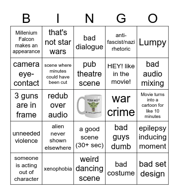 Star Wars Holiday Special Bingo Card