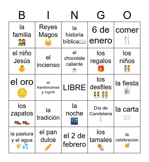 DIA DE REYES MAGOS Bingo Card