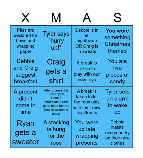 It wouldn't be a Griffin/Johnson xmas without... Bingo Card