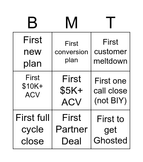 Sales Accelerator Bingo Card