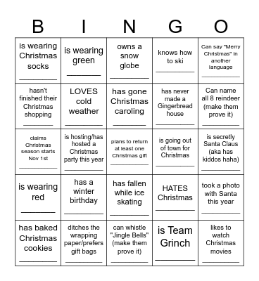 RGTG Jingle and Mingle "Find Someone Who..." Bingo Card