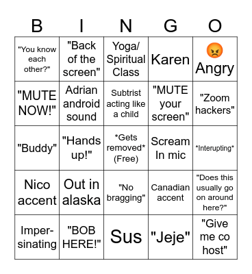 Zoom trolling bingo Card