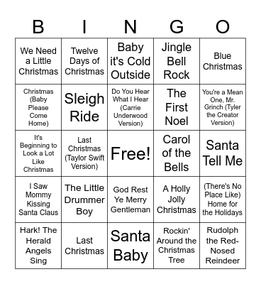 Holiday Bingo #1 Bingo Card