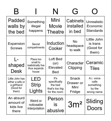 Home Design Bingo Card