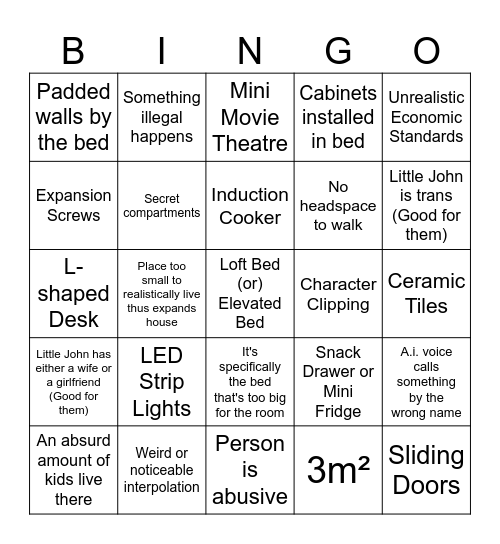 Home Design Bingo Card