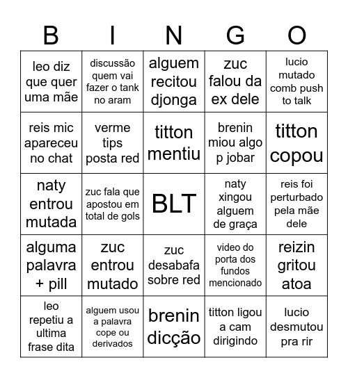 bingo rotina discord bullets Bingo Card