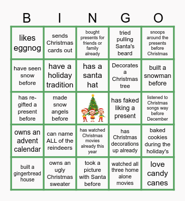 Virtual Holiday Bingo Card