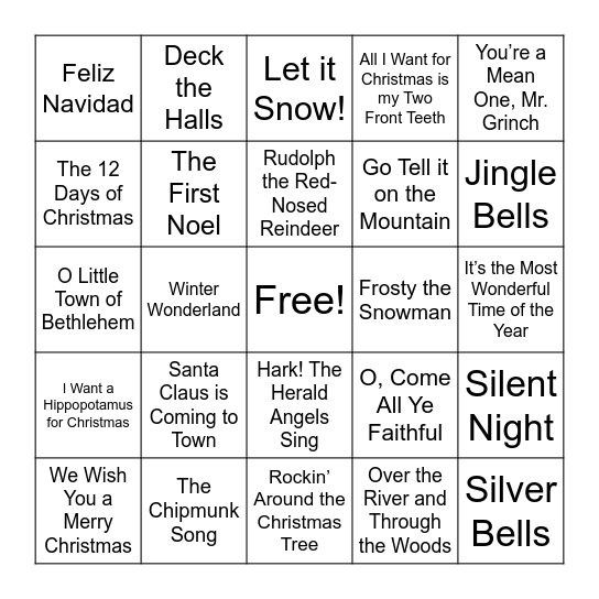 Grace 2nd Grade Christmas BINGO Card