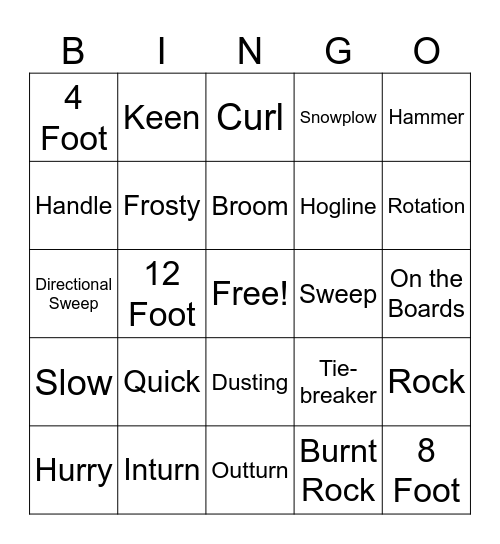 Curling Bingo Card