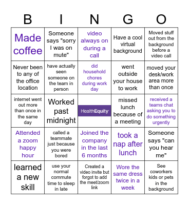 Work From Home1 Bingo Card