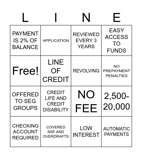 COUNTY LINE Bingo Card