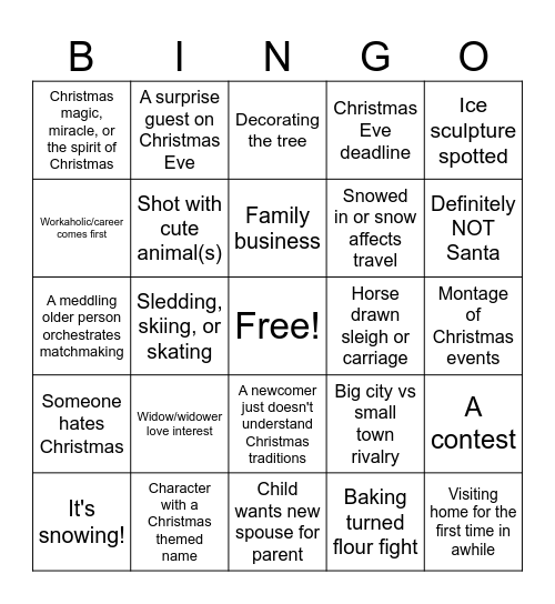 Hallmark Bingo Card