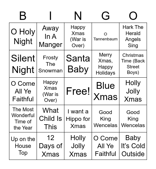 Christmas Bingo Card