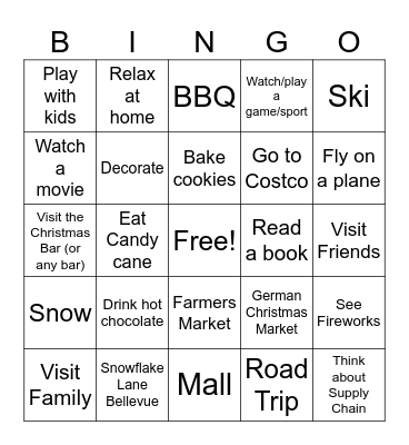 Team Holiday Bingo Card