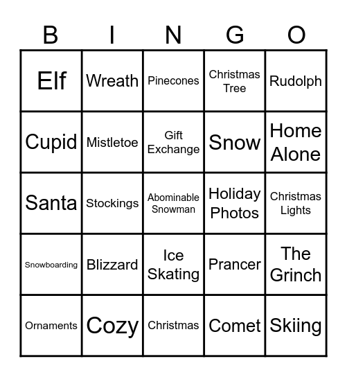 Christmas Party Bingo Card
