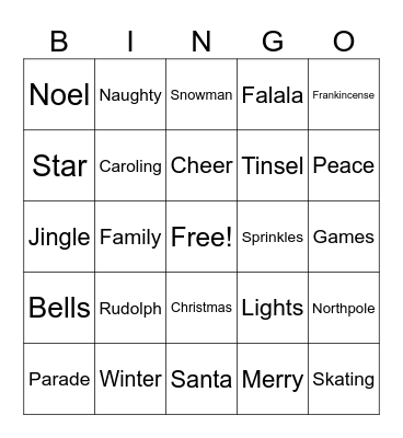 Holiday Bingo Card