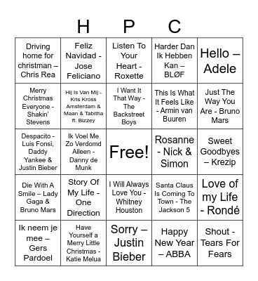 HPC Kerst Muziekbingo! Bingo Card