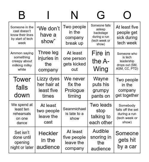 Into the Woods Bingo Card