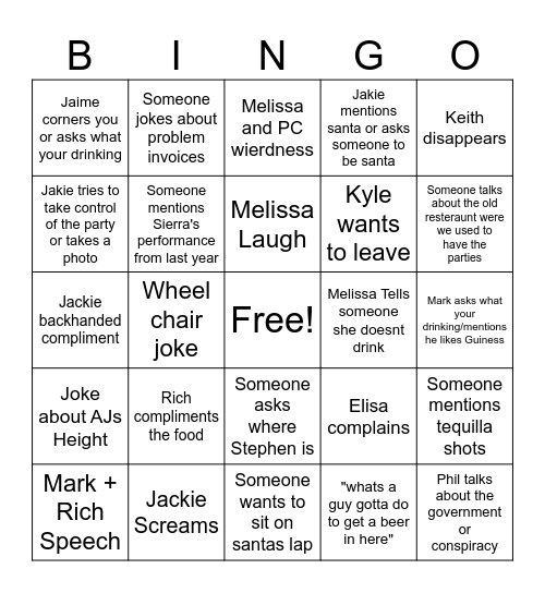 Impact Christmas Bingo Card