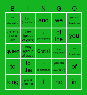 Palabras de Vista Bingo Card