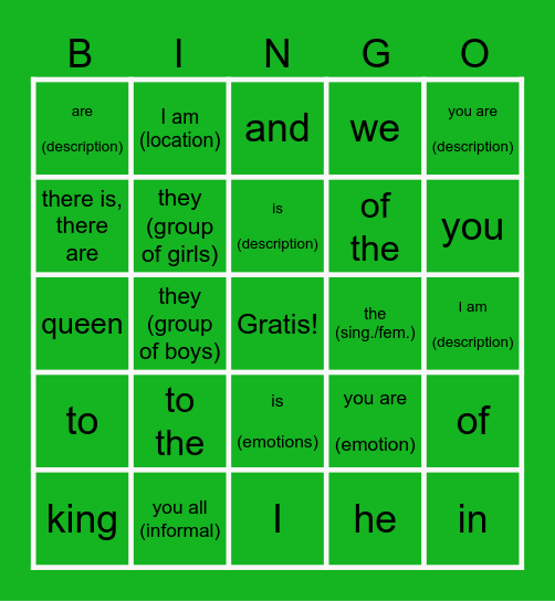 Palabras de Vista Bingo Card