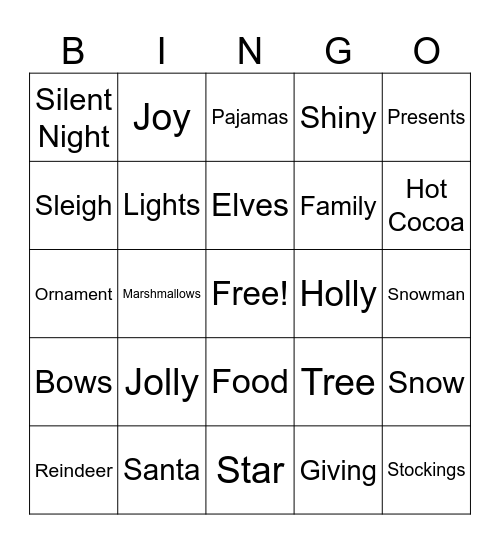 Christmas Bingo Card